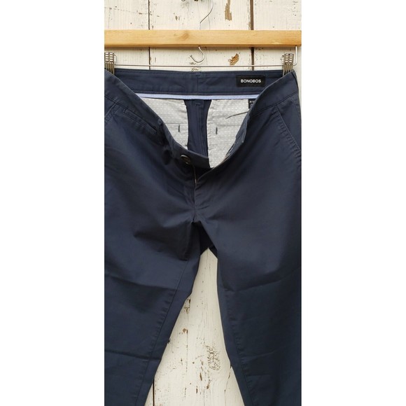 Bonobos Cotton Lightweight Chinos Khaki Dark Navy Tailored Fit Size 28 / 32 NEW - Picture 7 of 7